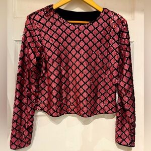 VINTAGE 80s PARTY TOP VELVET & SEQUINS